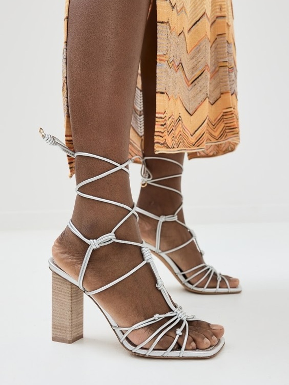 Ulla Johnson Silver Strappy Block Heel Sandals